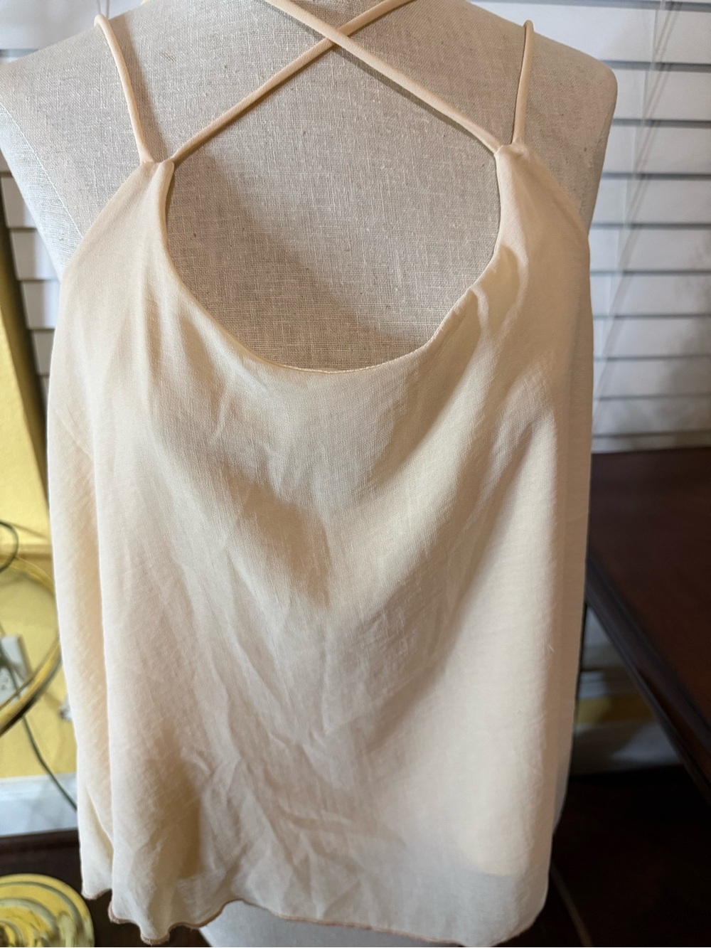 Vintage Wet Seal Cream Spaghetti Strap Cowl Neck Tank